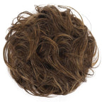 FESHFEN Human Messy Buns - 100% Human Hair Bun Real Scrunchies Hair Pieces Ponytail Extensions Wavy Tousled Updo Chignon Hairpieces for Women，Dark Brown Mixed Blonde
