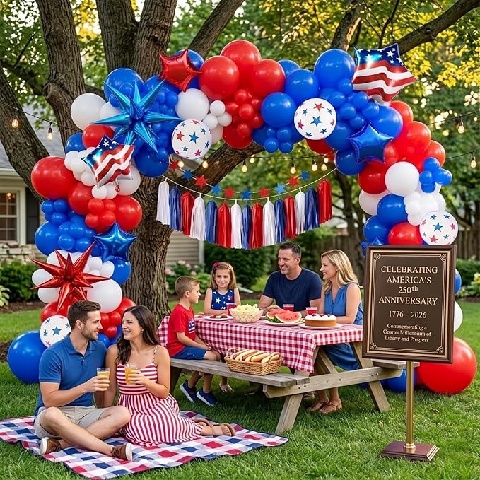 America's 250th Patriotic Red White and Blue Balloon Garland Arch Kit | Star - Image 5