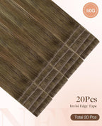 GOO GOO Invisi Edge Tape in Hair Extensions Human Hair, 3/8/613 Walnut Brown to Ash Brown and Bleach Blonde 20pcs 22inch 50g, Virgin Remy Hair, Seamless Injected Tape, Natural Look