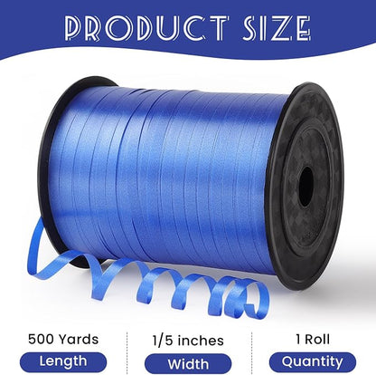 500 Yards Blue Curling Ribbon, 1/5 Inch Wide Balloons String Ribbons - Image 2