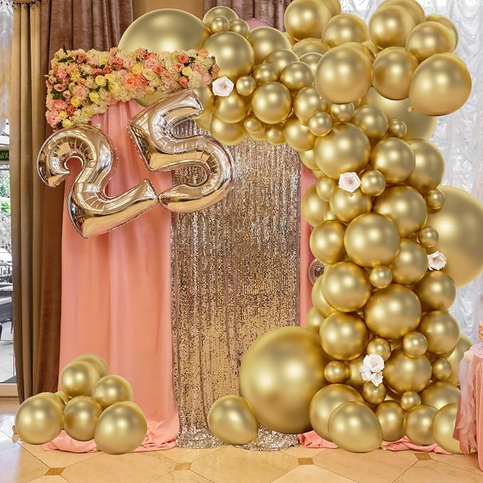 104pcs Metallic Gold Balloon Garland Arch Kit 18/12/10/5 Inch | Chrome Gold - Image 3