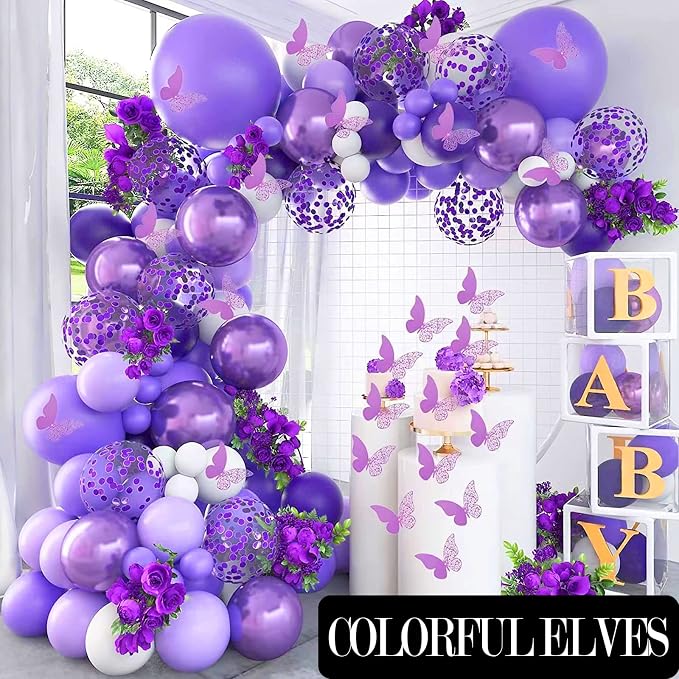 12 Inch 100 Pcs Latex Metallic Chrome Dark Purple Balloons Helium Shiny Thicken - Image 6