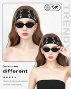Grommet Headband for Women, Chain Black 20cm Hollow Out Elastic Hair Band, Eyelets Punk Grunge Stylish Hairband