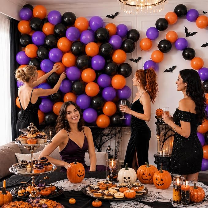 Black Purple Orange Link Balloons, Linking Balloons - Image 4