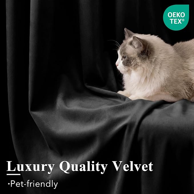 Blackout Black Velvet Curtains for Home Theater, W62 x L84, 2 Panels | 300GSM - Image 5