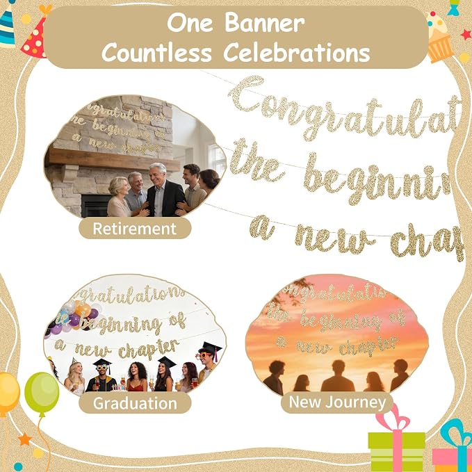 Pre-Strung New Journey Party Decorations Congratulations Banner The Beginning - Image 7