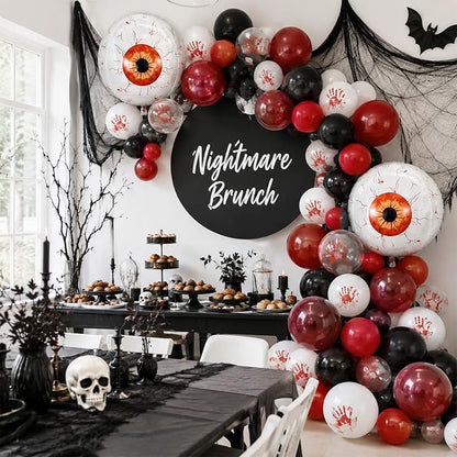 Halloween Bloody Scary Balloons Red Black Hand Print Eye Balloons | 4D Eyeball - Image 8