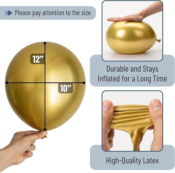 Mr. Pen- Metallic Balloons, 12 Inch, 54 Pack | Latex Metallic Gold Balloons Bulk - Image 3