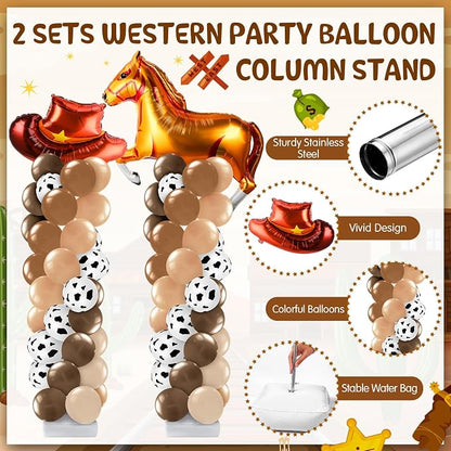 Kasyat 2 Sets Cowboy Birthday Party Balloon Column Stand Kit Western Party - Image 3