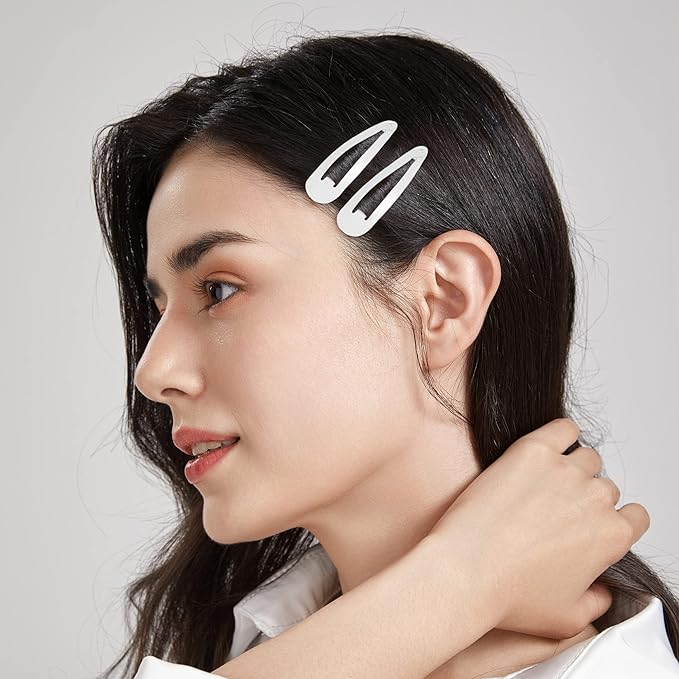 Dofash 12PCS Snap Hair Clips For Women-Non Slip & Metal Hair Barrettes, 5cm 2'' Small Clips For Thin & Fine Hair,White