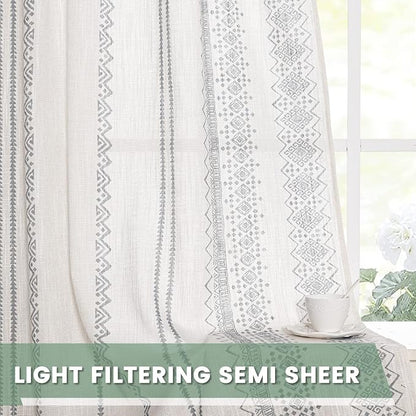 Light Filtering Curtains 95 Inches Long Boho Cotton Curtains - Image 6