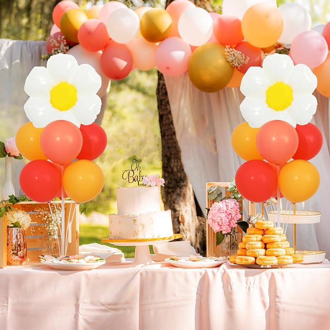 Daisy Balloon Table Centerpieces Stand Kit 2 Sets, Boho Groovy Party Decortions - Image 2