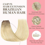 GOO GOO Clip in Hair Extensions Real Human Hair, Remy Human Hair Extensions Clip ins for Women, Natural Human Hair, 22inch 120g 7Pcs, #R7/60F
