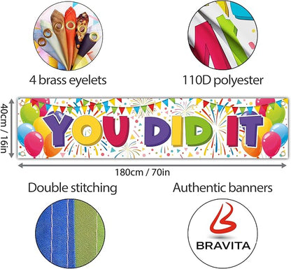 You Did It Banner- Congratulations Banner 6 x 1.3ft - Image 2