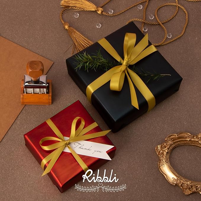 Ribbli Double Faced Gold Satin Ribbon, 3/8” x Continuous 25 Yards, Use - Image 4