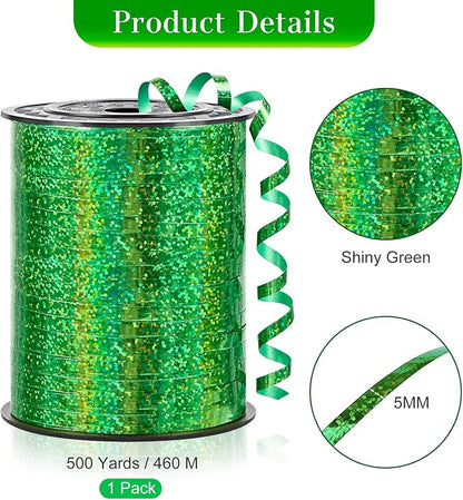 Green Curling Ribbon, 500 Yards, 1/5 Inch | Shiny, - Image 2