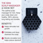 The Man Silicone Scalp Scrubber & Hook - Head Massager & Hair Brush for Men - Scalp Scrubber Exfoliator for Washing Hair - Reduces Dandruff & Stimulates Hair Growth - Men Shower Hair Brush (1 Set)