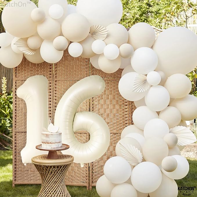 KatchOn Cream 16 Balloon Numbers 40 Inch | 16 Birthday Balloons, Sweet 16 - Image 3