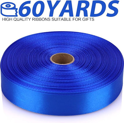 7/8 Inch 60 Yards Blue Satin Craft Ribbon-Single Face Polyester Ribbon - Image 2