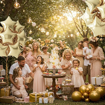 TONIFUL 15Pcs Star Shaped Balloons 18Inch Large Champagne Gold Foil Balloon | - Image 4