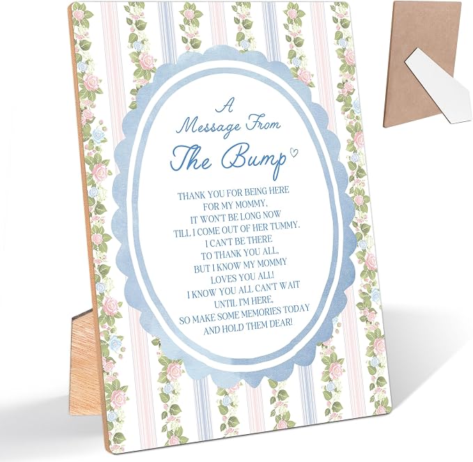 Sweet Floral Striped A Message From the Bump Baby Shower Signs, Grandmillennial by Unknown