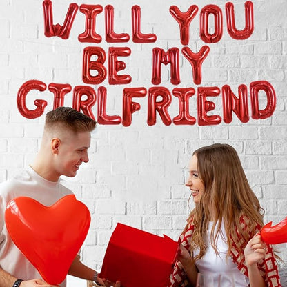 TONIFUL 16 Inch Red Will You Be My Girlfriend Letter Balloons Be My Girlfriend - Image 6