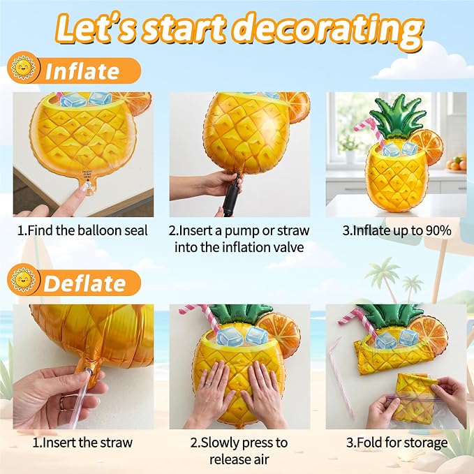 Tropical Balloons, 12 Inch Colorful Hawaiian Balloons - Image 8