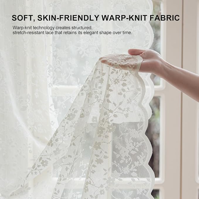 Anmao Vintage Lace Sheer Curtains 84 Inches Long - Image 4