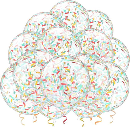 25 Pcs Rainbow Confetti Balloons, 12 Inch Thickened Clear Latex Balloon by VHUWE