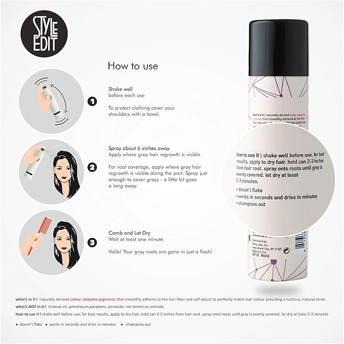 STYLE EDIT Root Concealer Touch Up Spray | Instantly Covers Grey Roots | Professional Salon Quality Cover Up Hair Products for Women |Dark Brown, 2 Ounce (Pack of 2)