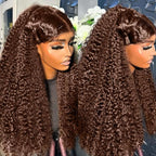 250 Density 32 Inch Deep Wave 360 Lace Front Wigs Human Hair Full Chocolate Brown Lace Front Wig Pre Plucked with Bady Hair Curly Wig 360 Glueless Lace Frontal Wigs for Women
