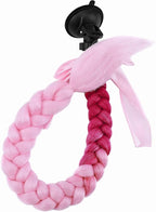 SEGO 1PCS/2PCS Helmet Pigtail Braids with Detachable Suction Cup Bowknot Ponytail Hair Many Colors (Helmet not Included)
