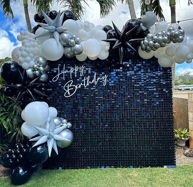 Shimmer Wall Backdrop Black Wall Panels 24Pcs Square Sequin Shimmer Wall - Image 3