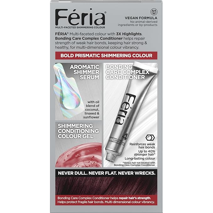 L'Oreal Paris Feria Multi-Faceted Shimmering Permanent Hair Color, 36 (Chocolate Cherry) Deep Burgundy Brown, Pack of 1 Hair Dye Kit