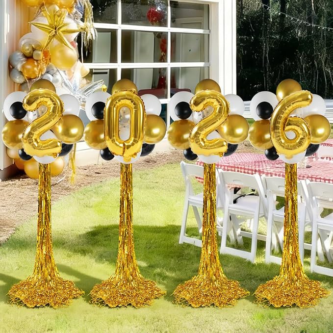 2026 Graduation Balloon Columns Kit – Set of 4 Standing Balloon Stands by Zesua