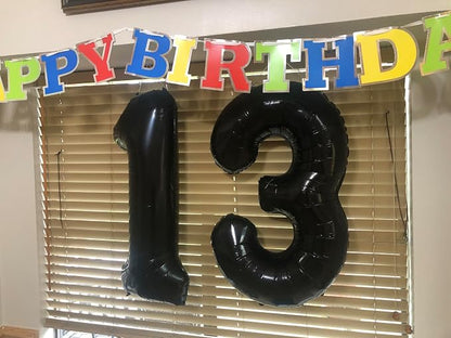 3 Balloon Numbers Party Decorations, 40In Black Balloons - Image 3