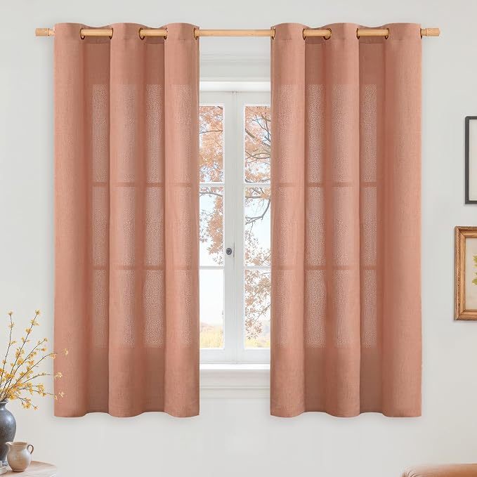 YoungsTex Terracotta Linen Curtains 48 Inch Length by YoungsTex