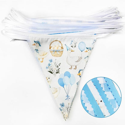 32Ft Goose Party Decorations Blue Gingham Plaid Silly Goose Themed Fabric - Image 2