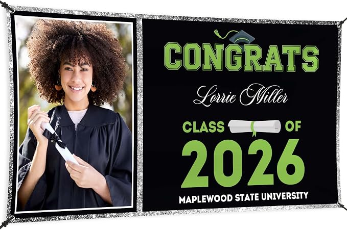Graduation Banner, Personalized Graduation Class of 2026 Backdrop Decorations by MySignCenter