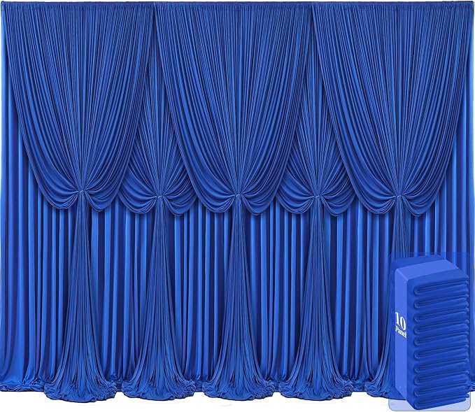 10 Panels Royal Blue Backdrop Curtains by Tao-GePartyDecorations