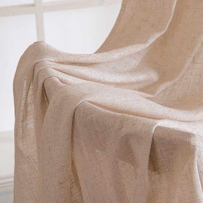 MIULEE Natural Beige Linen Curtains 52x108 Inch - Image 6