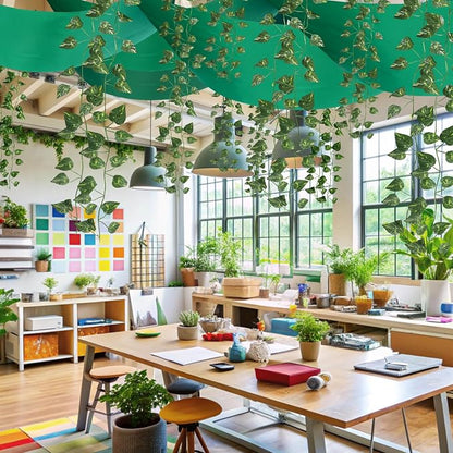 13 Pcs Jungle Classroom Ceiling Decorations Include 12x2 ft Fluorescent Light - Image 3