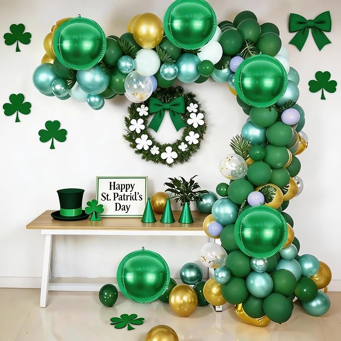 6Pcs Green Round Foil Balloons, Giant 4D Round Ball Balloons, 22 Inch Metallic - Image 4