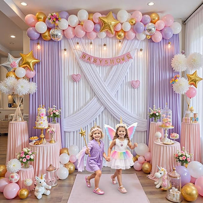 60 ft x 10 ft Wrinkle Free White Backdrop Curtain - Image 8