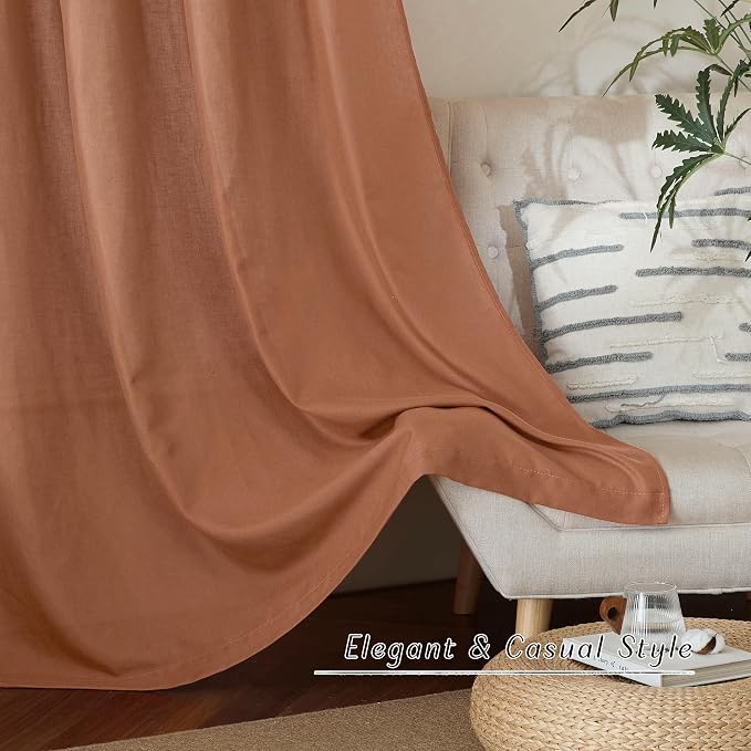 NICETOWN Caramel Linen Curtains 84 inches Long, Grommet Thick Flax Linen Window - Image 6