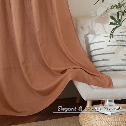 NICETOWN Linen Caramel Curtains 96 inches Long - Image 6