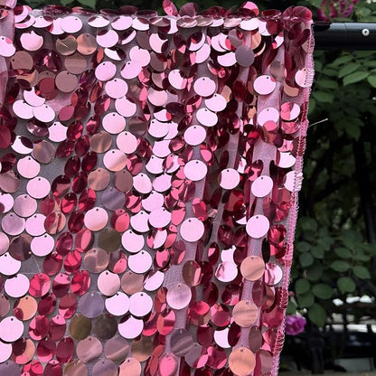 Rose Pink Large Sequin Backdrop, 4x10 Ft, 2 Panels | Large 18mm Sequins - Image 4