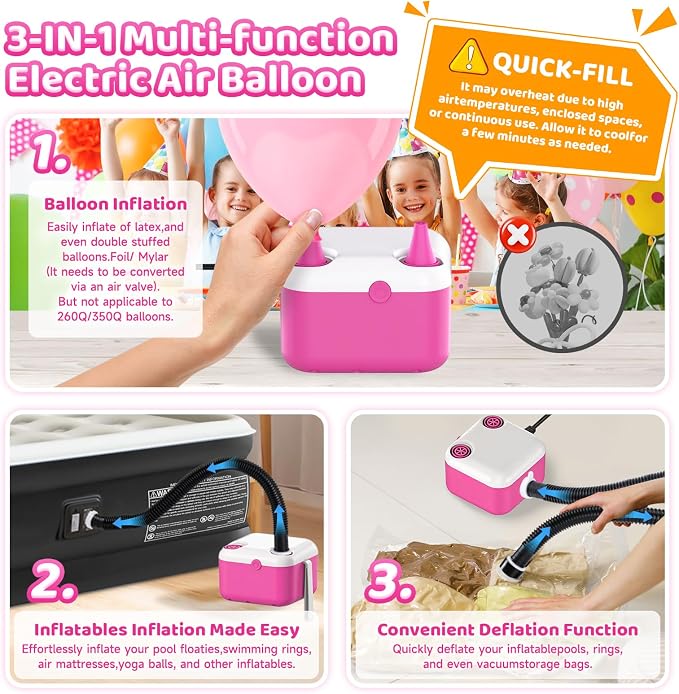 3 in 1 Balloon Pump Electric, Balloon Pump, Electric Air Pump, Quick-Fill - Image 4