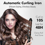 Luxspire Rotating Curling Iron, 1 1/4 inch Automatic Curling Iron Instant Heat Ionic Curling Wand with Long Titanium Barrel for Long Hair, Professional Self Curling Wand Hair Curler, Black