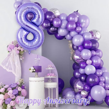 Purple Number 8 Balloon 40 Inch, Big Large Foil Helium Number Balloons - Image 6